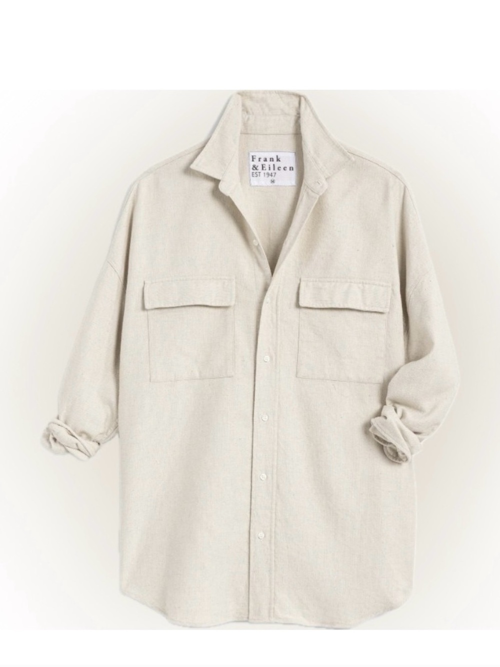 Frank & Eileen Cream Long-Sleeve Button Front Shacket